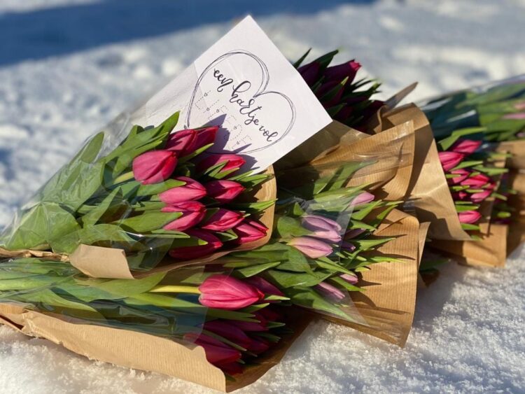 Ladies Circle Dronten deelt tulpen uit