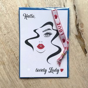 Luxe kaart met armbandje  - Hello lovely Lady